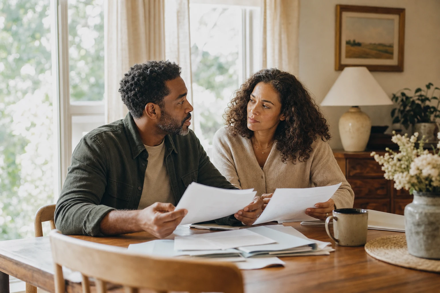 Homeowners review a clear property file together